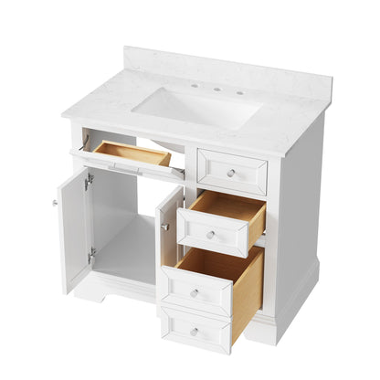 36" Rectangular Bathroom Vanity, with Ceramic Sink Top Set-up