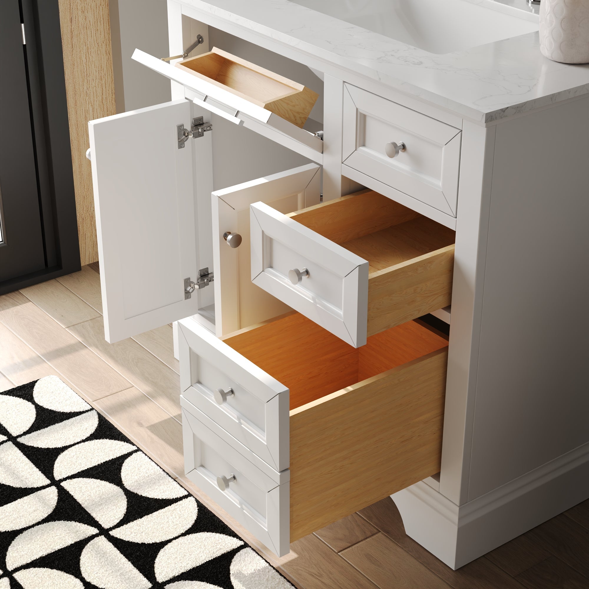 36" Rectangular Bathroom Vanity, with Ceramic Sink Top Set-up