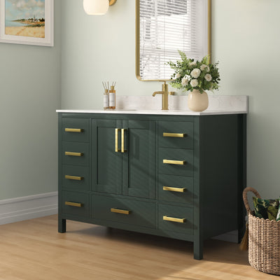 DeerValley DV-1BV0156W 48" Rectangular Bathroom Vanity, with Ceramic Sink Top Set-up