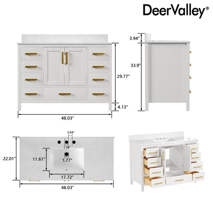 48" Rectangular Bathroom Vanity, with Ceramic Sink Top Set-up