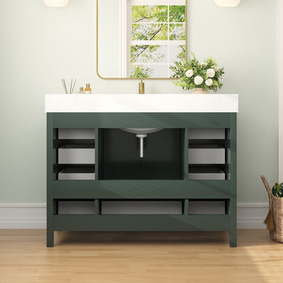 DeerValley DV-1BV0156W 48" Rectangular Bathroom Vanity, with Ceramic Sink Top Set-up