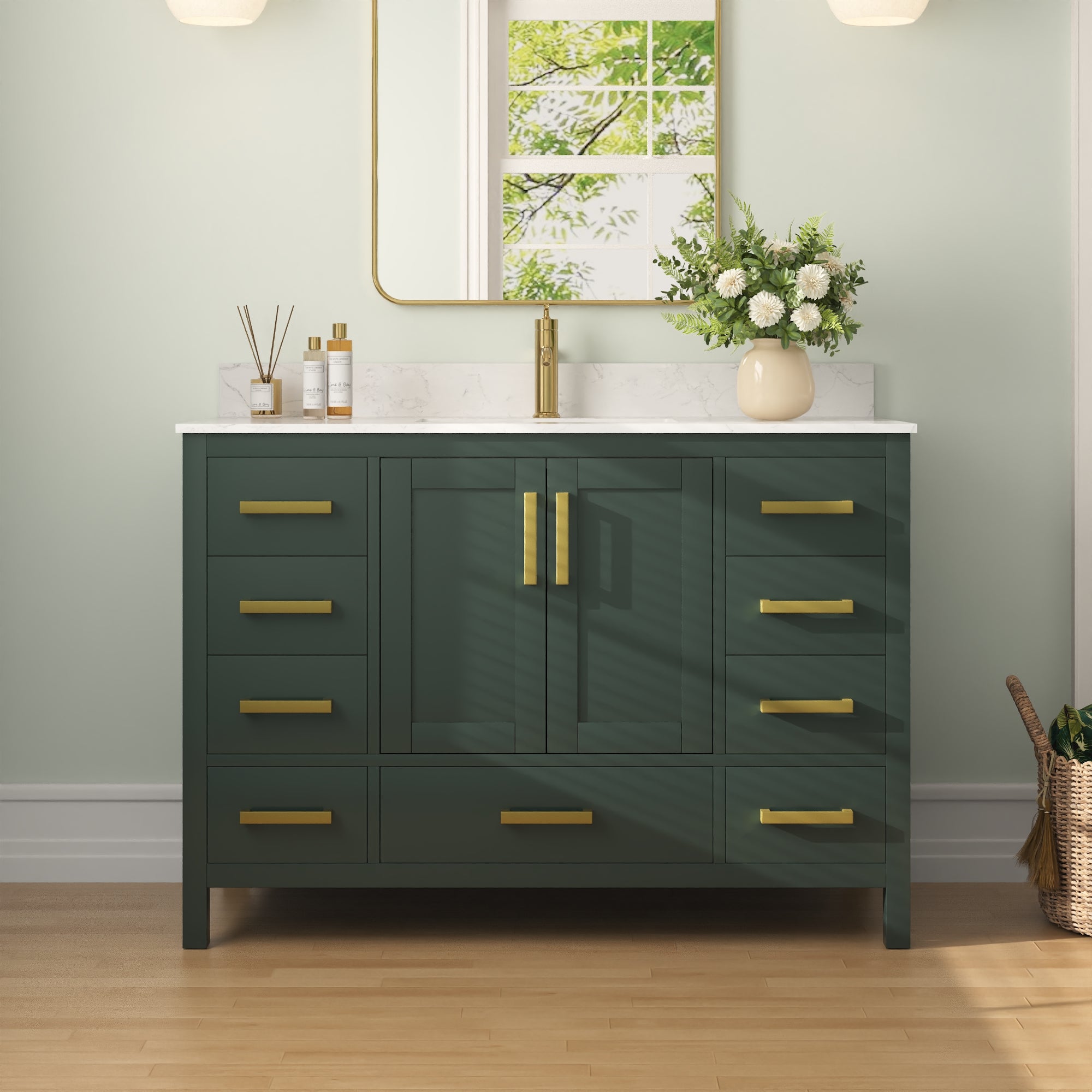 48" Rectangular Bathroom Vanity, with Ceramic Sink Top Set-up