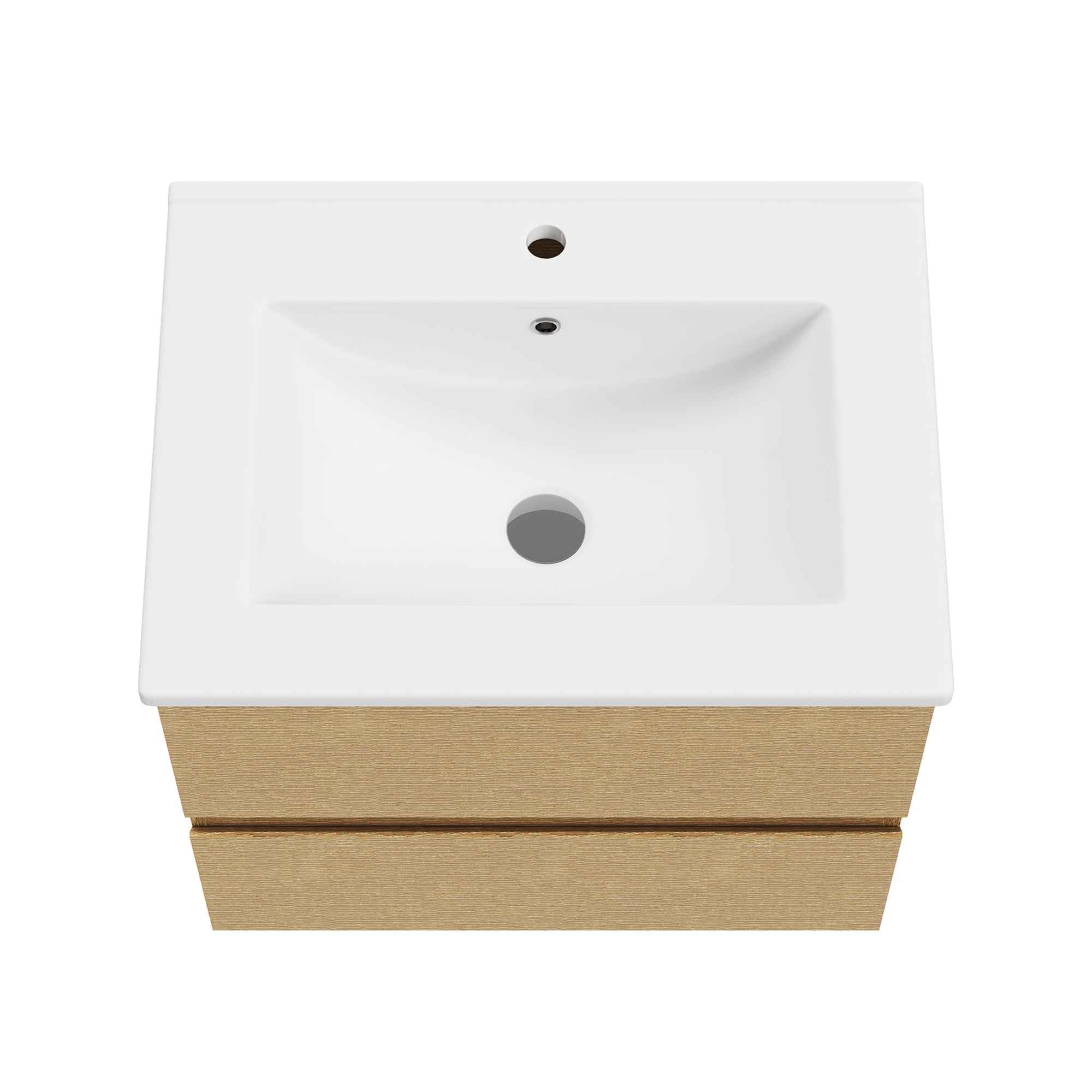 24" Floating Bathroom Vanity, with Pre-drilled Holes, Soft Closing Drawers, Natural Wood Color