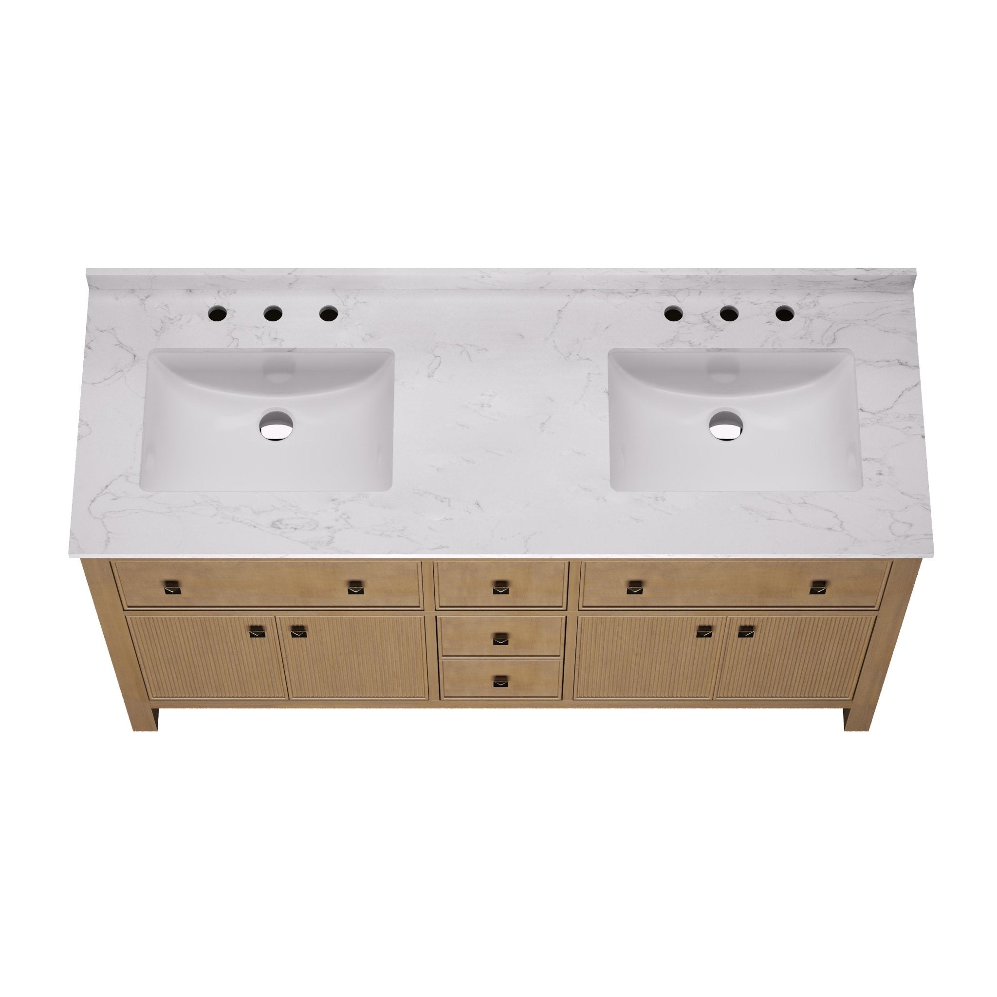 60" Pre-assembled Bathroom Vanity, with Soft Closing and Splash Guard, Natural Wood Color