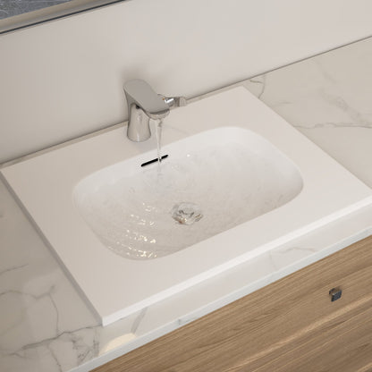 23 5/8" x 18 1/8" White Rectangular Acrylic Drop-in Bathroom Sink with Overflow and 35mm Faucet Hole