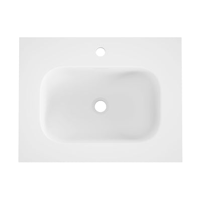 23 5/8" x 18 1/8" White Rectangular Acrylic Drop-in Bathroom Sink with Overflow and 35mm Faucet Hole
