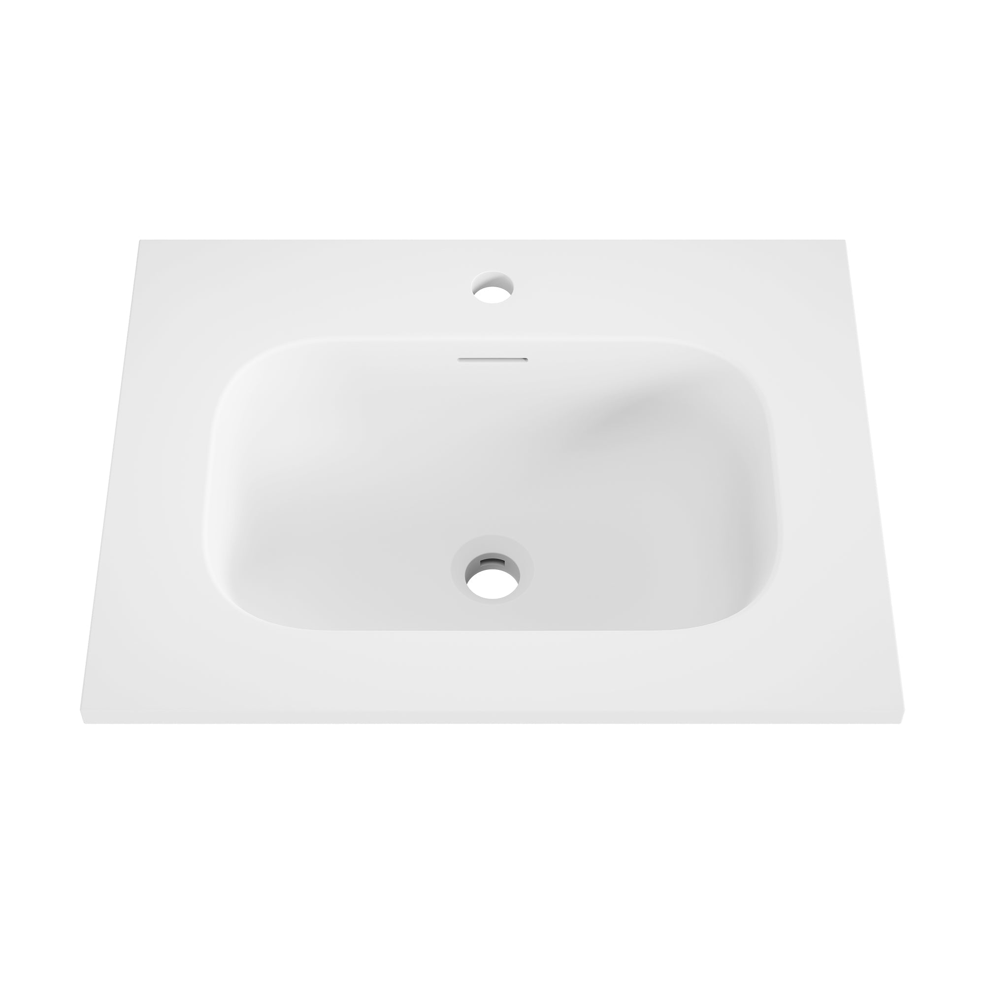 23 5/8" x 18 1/8" White Rectangular Acrylic Drop-in Bathroom Sink with Overflow and 35mm Faucet Hole