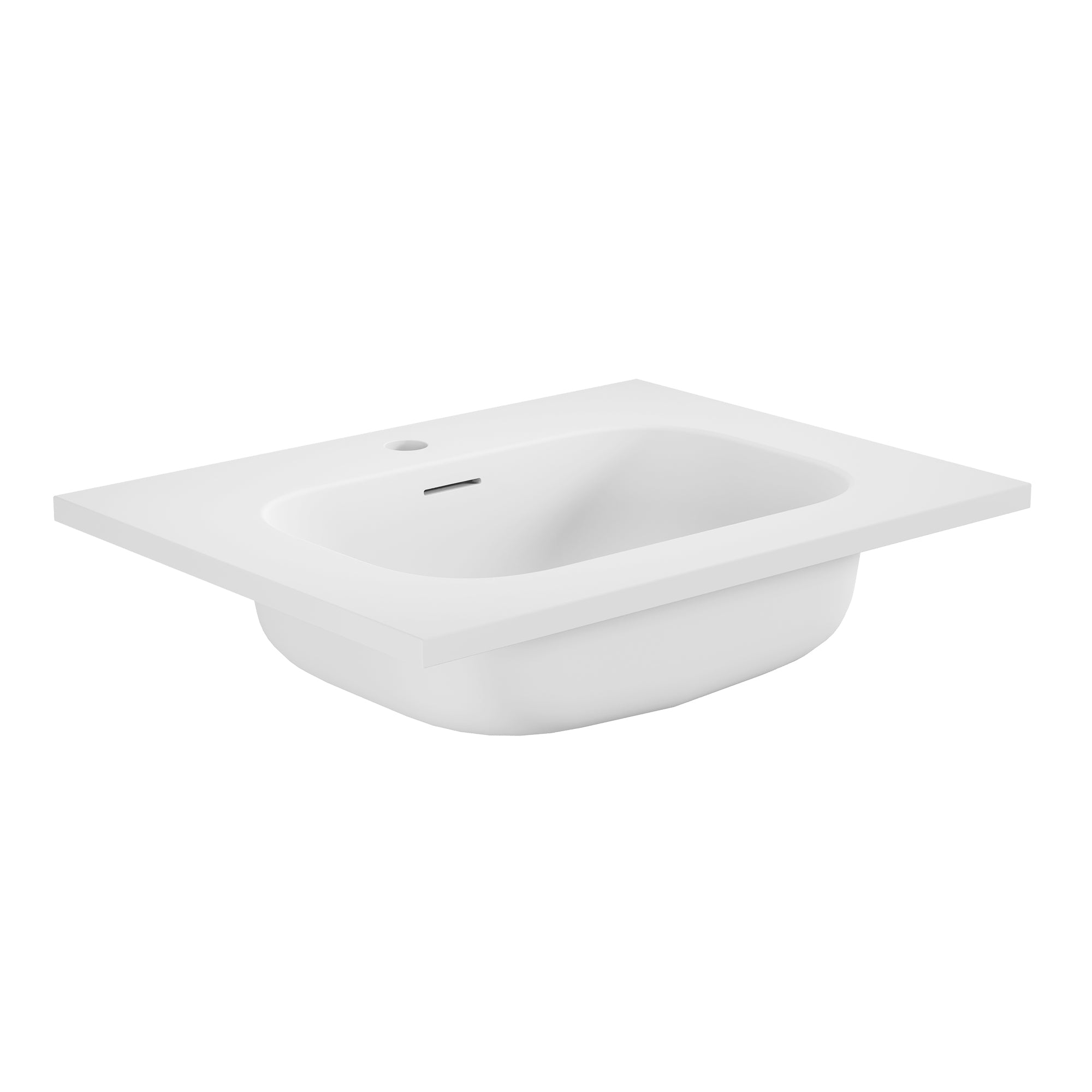 23 5/8" x 18 1/8" White Rectangular Acrylic Drop-in Bathroom Sink with Overflow and 35mm Faucet Hole