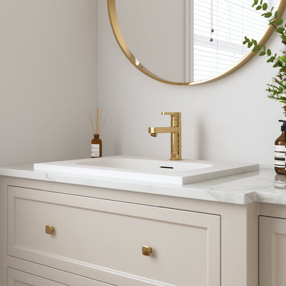 23 5/8" x 18 1/8" White Rectangular Acrylic Drop-in Bathroom Sink with Overflow and 35mm Faucet Hole