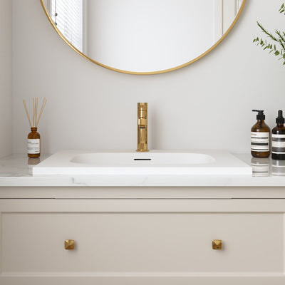 23 5/8" x 18 1/8" White Rectangular Acrylic Drop-in Bathroom Sink with Overflow and 35mm Faucet Hole