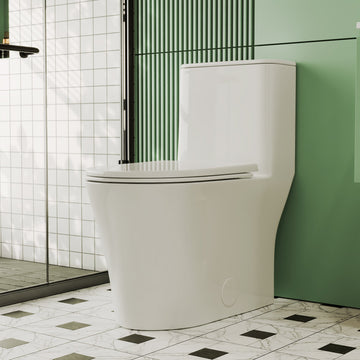 One Piece Toilet for Bathroom, Dual Flush 1.1/1.6 GPF Skirted Toilets, Soft Close seat