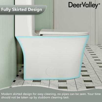One Piece Toilet for Bathroom, Dual Flush 1.1/1.6 GPF Skirted Toilets, Soft Close seat