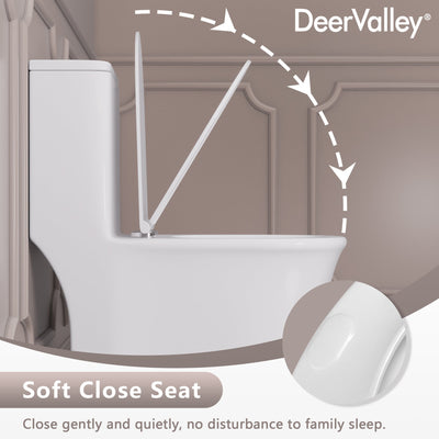 DeerValley DV-1F0249 One Piece Toilet Dual Flush Soft Close Skirted Easy Clean