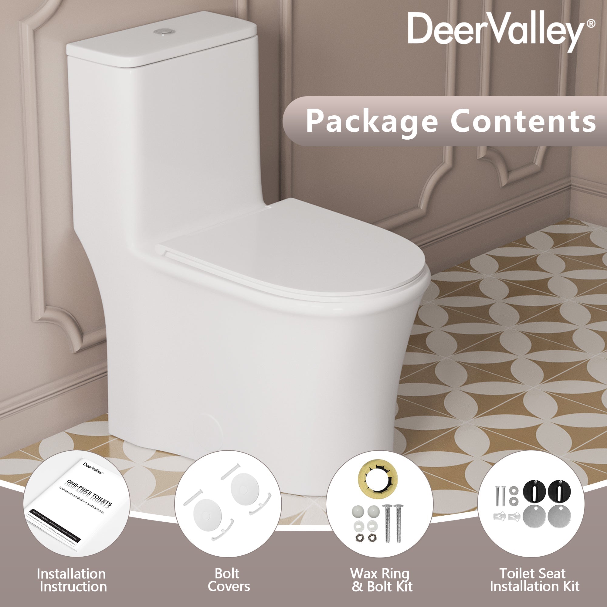 DeerValley DV-1F0249 One Piece Toilet for Bathroom with Comfort