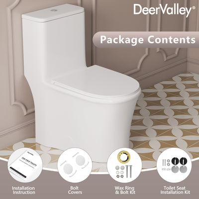 DeerValley DV-1F0249 One Piece Toilet Dual Flush Soft Close Skirted Easy Clean
