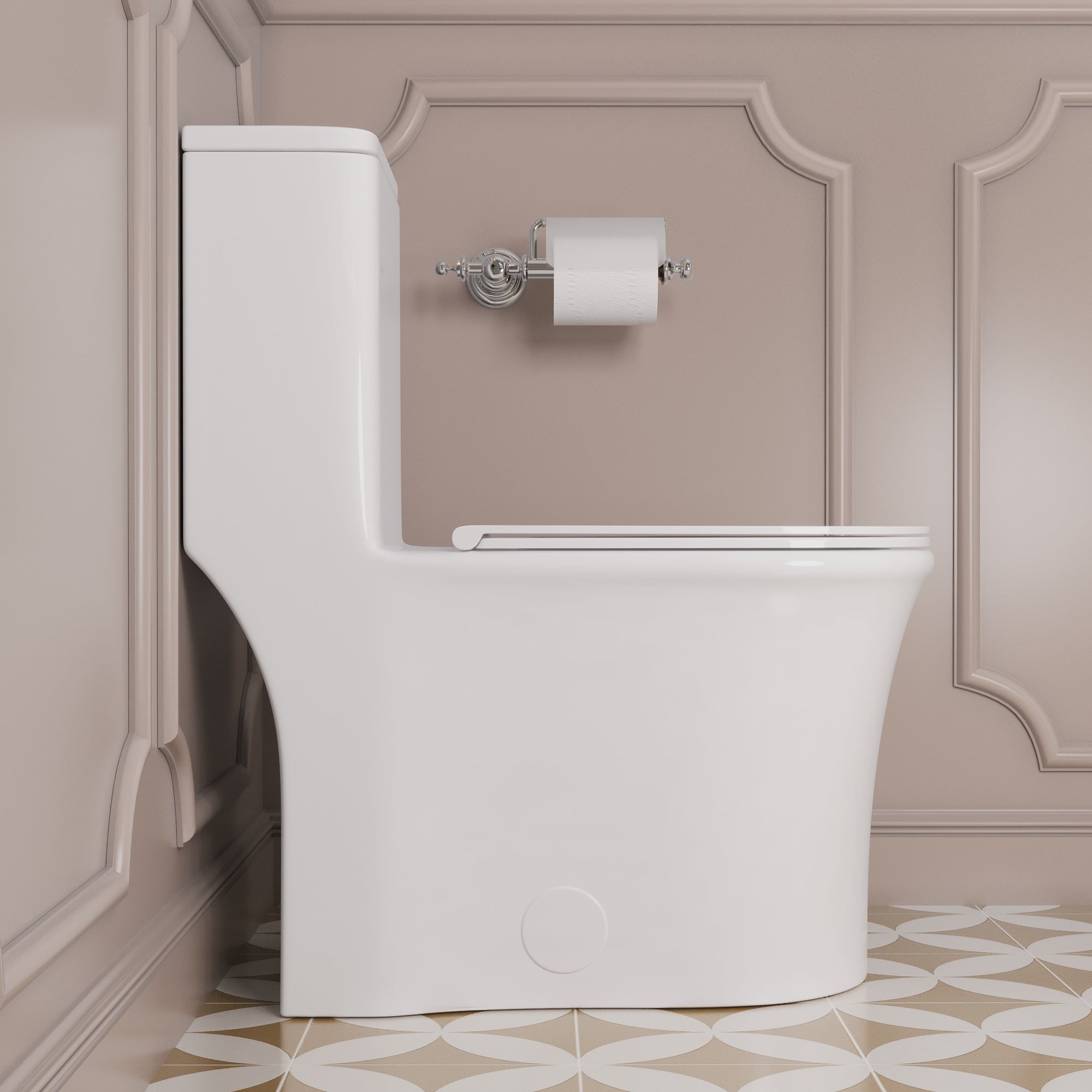 One Piece Toilet for Bathroom with Comfort Chair Seat ADA Height Skirted Toilets, White