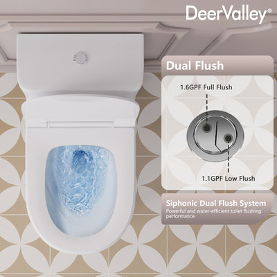 DeerValley DV-1F0249 One Piece Toilet Dual Flush Soft Close Skirted Easy Clean