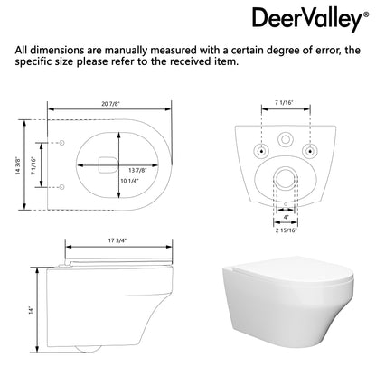 2-Piece Toilet Elongated Dual-Flush Wall Mounted Toilet  (Seat Included) - DV-1F00292-CF/DV-1F0292