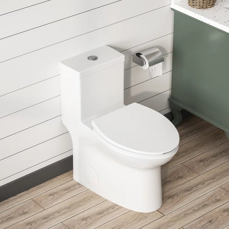 DeerValley Bath DeerValley DV-1F52508 Symmetry One Piece Toilet 1.1/1.6 GPF Elongated Standard Toilet with Comfortable Seat Height (Seat Included) Toilet
