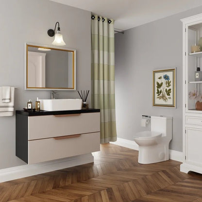 DeerValley Bath DeerValley DV-1F52508 Symmetry One Piece Toilet 1.1/1.6 GPF Elongated Standard Toilet with Comfortable Seat Height (Seat Included) Toilet