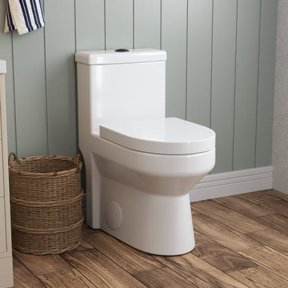 DeerValley Liberty Compact Toilets with Crisp White Button - High-Efficiency Round Toilet (Seat Included),DV-1F52812-G/W/B