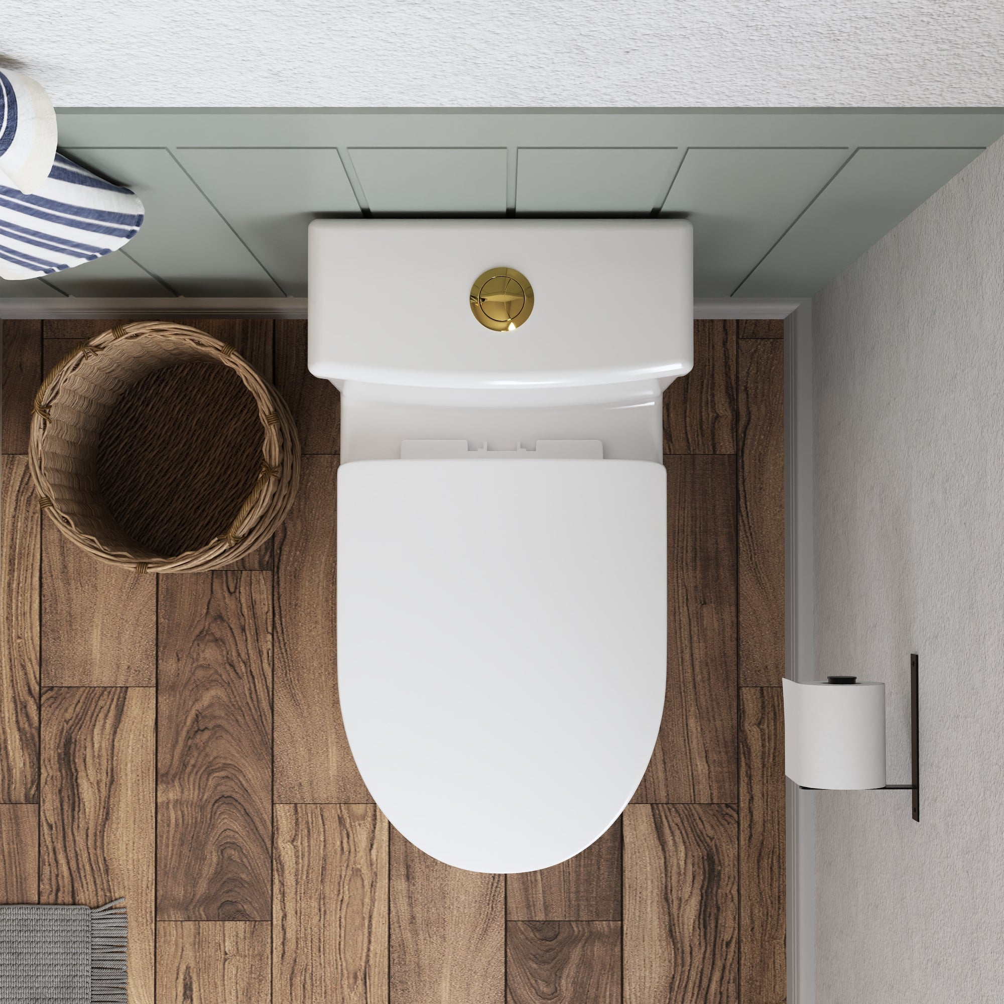 DeerValley Liberty Compact Toilets with Crisp White Button - High-Efficiency Round Toilet (Seat Included),DV-1F52812-G/W/B