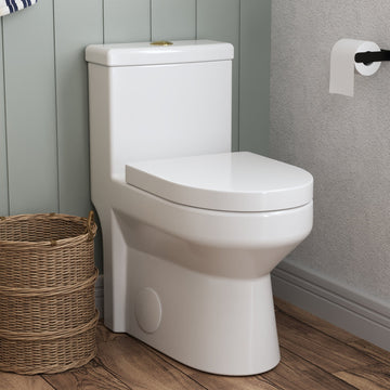 DeerValley Liberty Compact Toilets with Crisp White Button - High-Efficiency Round Toilet (Seat Included),DV-1F52812-G/W/B