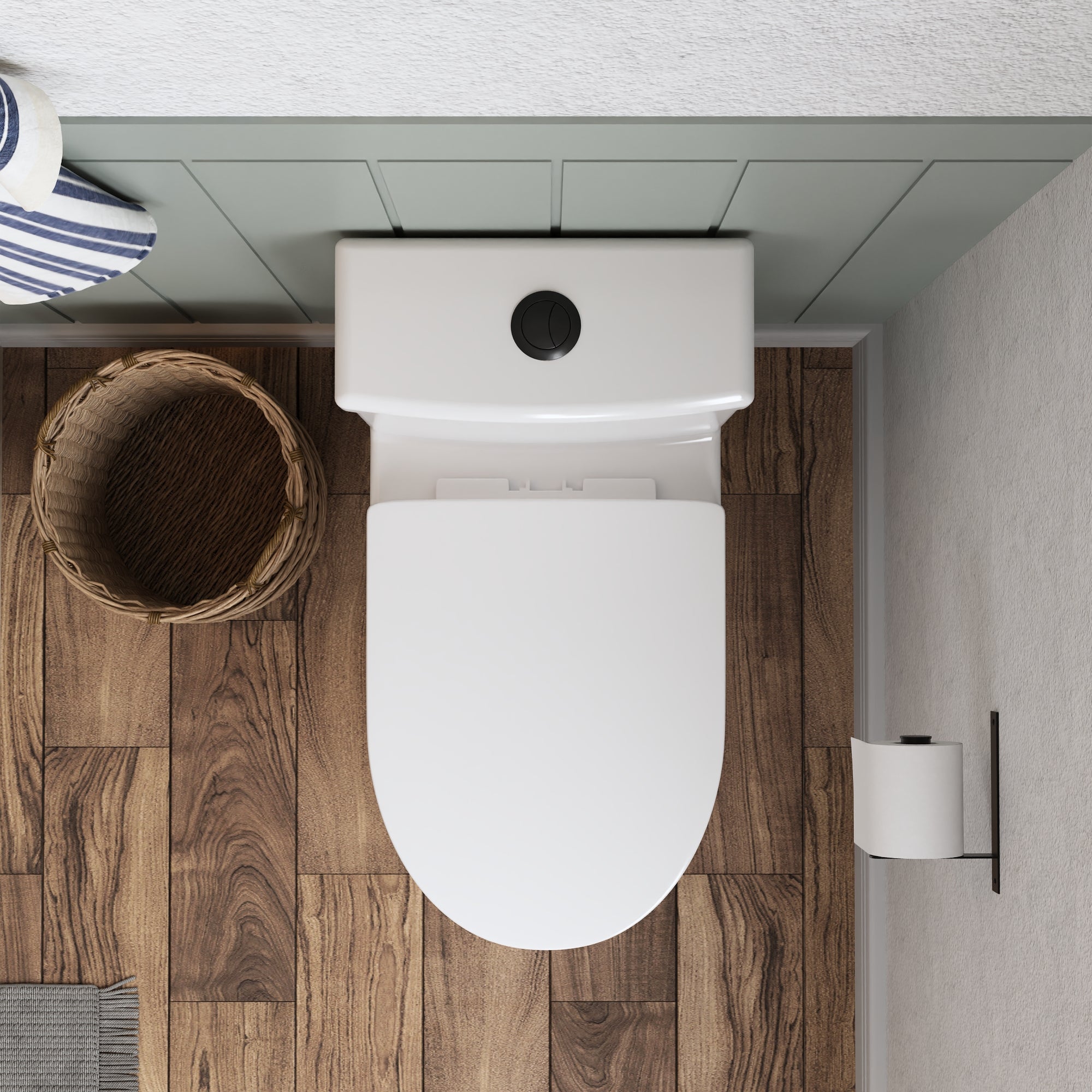 DeerValley Liberty Compact Toilets with Crisp White Button - High-Efficiency Round Toilet (Seat Included),DV-1F52812-G/W/B