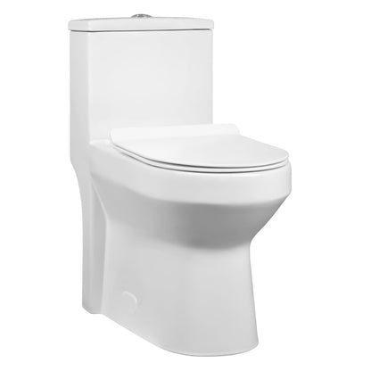 DeerValley Liberty Compact One-Piece Toilet with High-Efficiency Flush, ADA Comfort Height, Ultra-Thin Tank and Lid, Water-Saving Dual Flush (Seat Included)