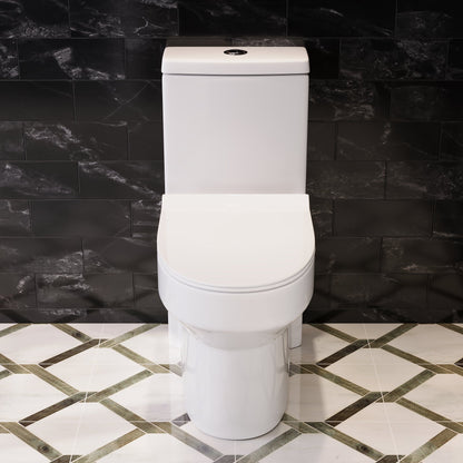 DeerValley Liberty Compact One-Piece Toilet with High-Efficiency Flush, ADA Comfort Height, Ultra-Thin Tank and Lid, Water-Saving Dual Flush (Seat Included)