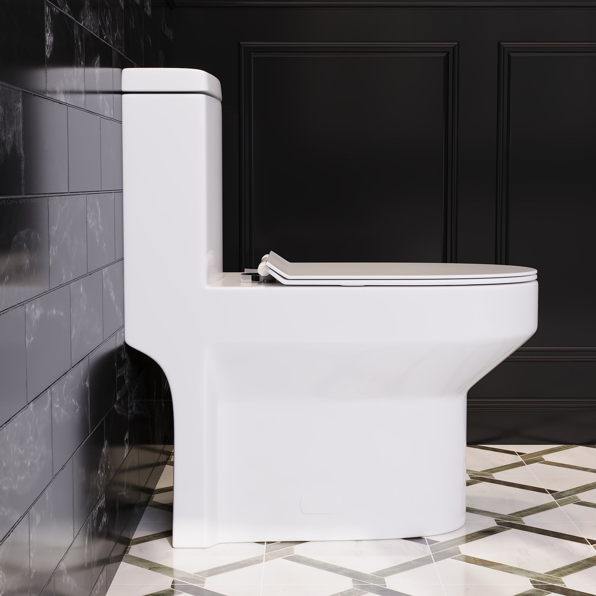 DeerValley Liberty Compact One-Piece Toilet with High-Efficiency Flush, ADA Comfort Height, Ultra-Thin Tank and Lid, Water-Saving Dual Flush (Seat Included)