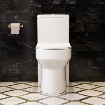 DeerValley Liberty Compact One-Piece Toilet with High-Efficiency Flush, ADA Comfort Height, Ultra-Thin Tank and Lid, Water-Saving Dual Flush (Seat Included)