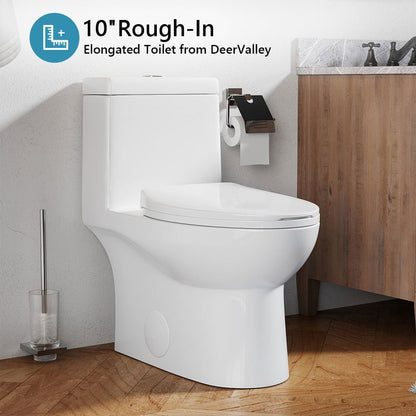 Ally 10" Rough-in Dual-Flush Elongated One-Piece Toilet with Glazed Surface Modern Toilet with Comfort Seat Height (Seat Included)