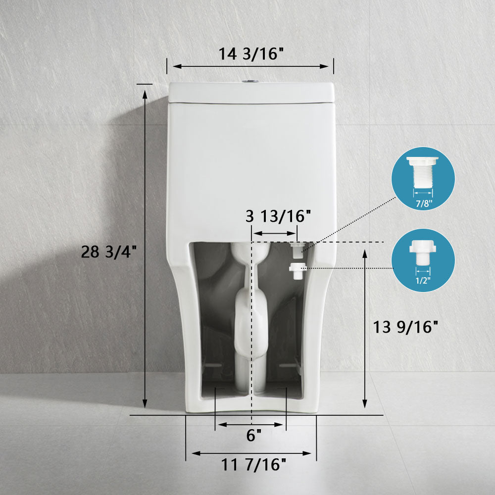 Ally 10" Rough-in Dual-Flush Elongated One-Piece Toilet with Glazed Surface Modern Toilet with Comfort Seat Height (Seat Included)