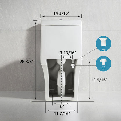 Ally 10" Rough-in Dual-Flush Elongated One-Piece Toilet with Glazed Surface Modern Toilet with Comfort Seat Height (Seat Included)