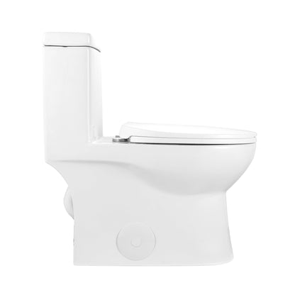 Ally 10" Rough-in Dual-Flush Elongated One-Piece Toilet with Glazed Surface Modern Toilet with Comfort Seat Height (Seat Included)