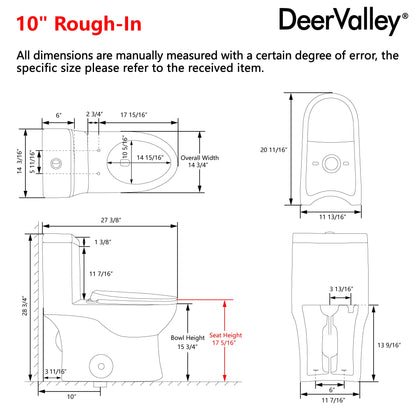 Ally 10" Rough-in Dual-Flush Elongated One-Piece Toilet with Glazed Surface Modern Toilet with Comfort Seat Height (Seat Included)