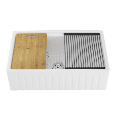 33" L X 20" W Rectangular Workstation Farmhouse Kitchen Sink, Easy-Cleaning