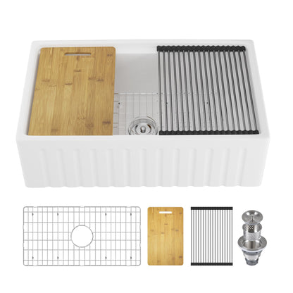 33" L X 20" W Rectangular Workstation Farmhouse Kitchen Sink, Easy-Cleaning