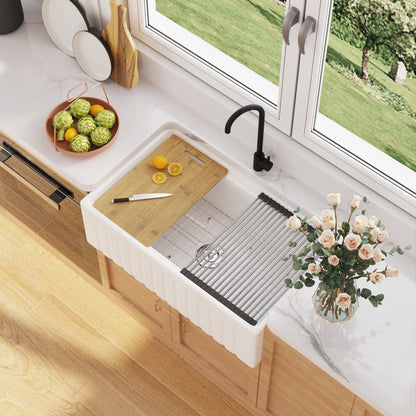 33" L X 20" W Rectangular Workstation Farmhouse Kitchen Sink, Easy-Cleaning