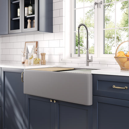 33"L X 20"W / 24"L X 20"W Rectangular Workstation Farmhouse Kitchen Sink, Smooth Surface