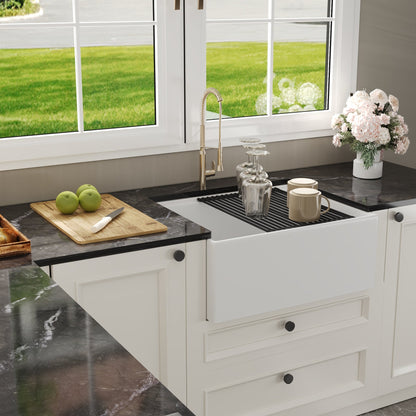 33"L X 20"W / 24"L X 20"W Rectangular Workstation Farmhouse Kitchen Sink, Smooth Surface