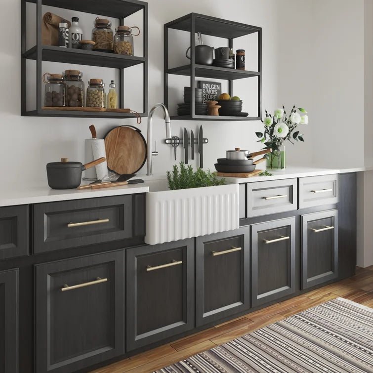 DeerValley Bath DeerValley DV-1K022 Perch 24" L x 17" W Ceramic White Farmhouse Kitchen Sink Single Bowl with Reversible Front Apron Kitchen Sink