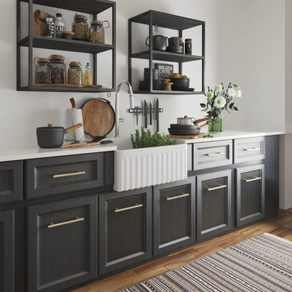 DeerValley Bath DeerValley DV-1K022 Perch 24" L x 17" W Ceramic White Farmhouse Kitchen Sink Single Bowl with Reversible Front Apron Kitchen Sink