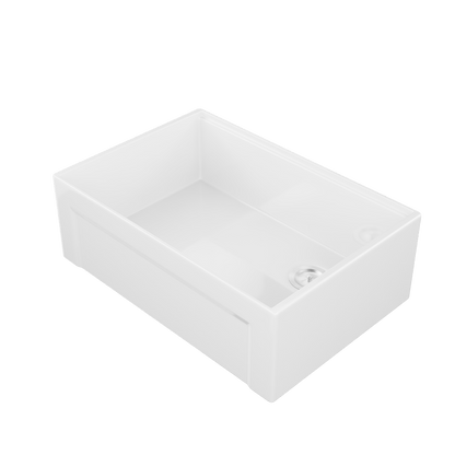 DeerValley White Farmhouse Workstation Sink, Reversible Fireclay Deep Single Bowl Apron Front Kitchen Sink, Undermount Farm Sink with Ledge and Accessories