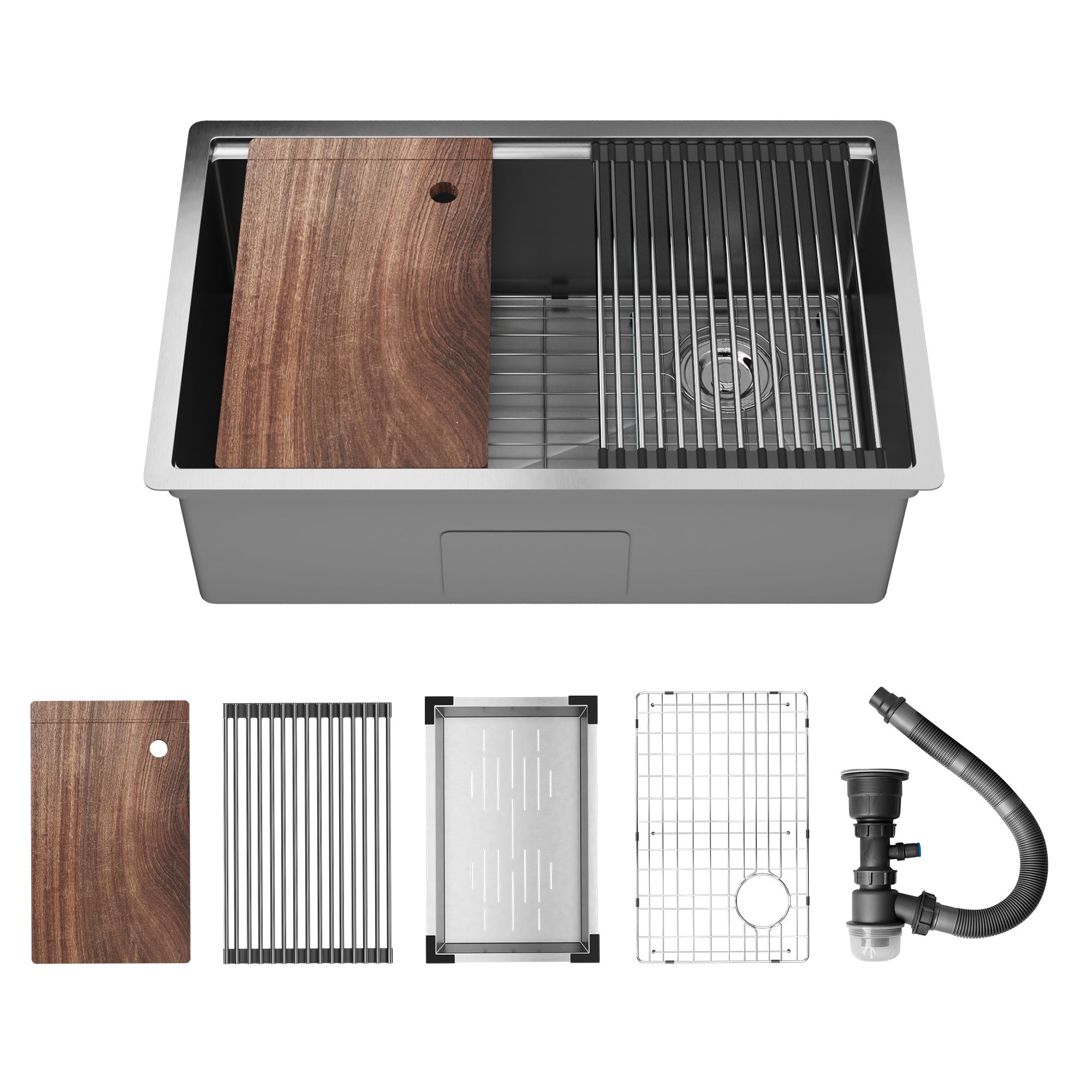 DeerValley Drop-In Kitchen Sink, S304 Stainless Steel Workstation Sink with Accessories