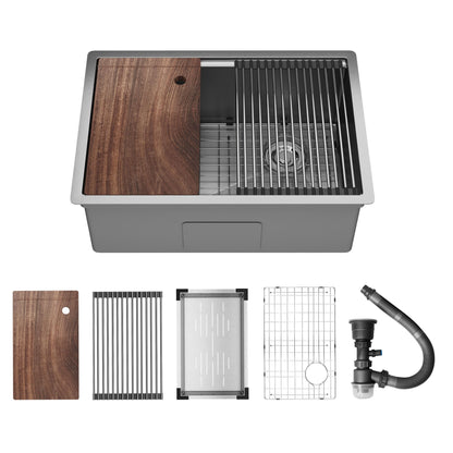 DeerValley Drop-In Kitchen Sink, S304 Stainless Steel Workstation Sink with Accessories