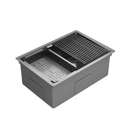 DeerValley Drop-In Kitchen Sink, S304 Stainless Steel Workstation Sink with Accessories