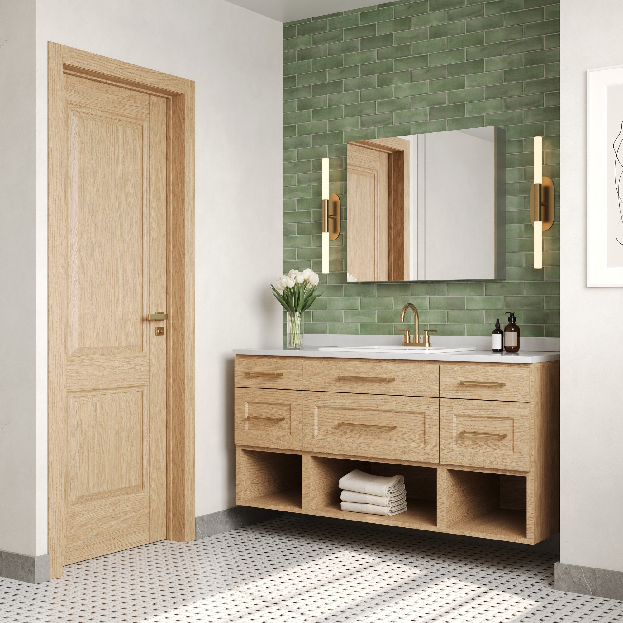 Rectangular Bathroom Medicine Cabinet, Frameless With Mirror With Multiple Types