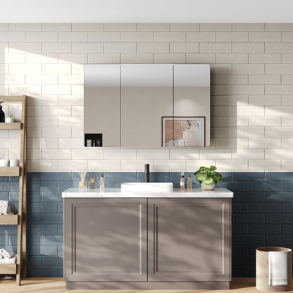 DeerValley Three-Door Wall-Mounted Mirror Cabinet with Black Aluminum Frame and Inner Storage